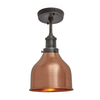 Industville Brooklyn 7 Inch Cone Semi-Flush Ceiling Light - Copper & Pewter