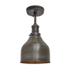Industville Brooklyn 7 Inch Cone Semi-Flush Ceiling Light - Pewter