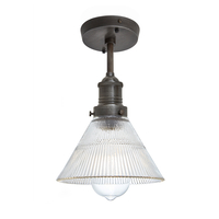 Industville Brooklyn 7 Inch Glass Semi-Flush Ceiling Light - Pewter
