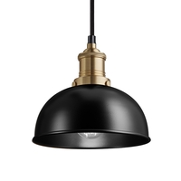 Industville Brooklyn 8 Inch Dome Ceiling Pendant Light - Black & Brass