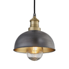 Industville Brooklyn 8 Inch Dome IP65 Ceiling Pendant Light - Pewter & Brass