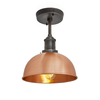 Industville Brooklyn 8 Inch Dome Semi-Flush Ceiling Light - Copper & Pewter