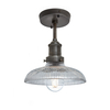Industville Brooklyn 8 Inch Glass Dome Semi-Flush Ceiling Light - Pewter