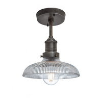 Industville Brooklyn 8 Inch Glass Dome Semi-Flush Ceiling Light - Pewter