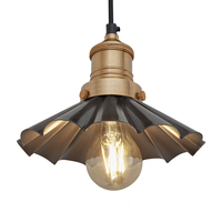 Industville Brooklyn 8 Inch Umbrella Ceiling Pendant Light - Pewter & Brass
