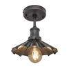 Industville Brooklyn 8 Inch Umbrella Semi-Flush Ceiling Light - Pewter