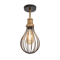 Industville Brooklyn Balloon Cage Semi-Flush Ceiling Light - Pewter & Brass
