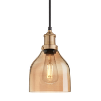 Industville Brooklyn Cone 6 Inch Ceiling Pendant Light - Amber & Brass