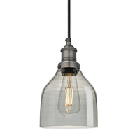 Industville Brooklyn Cone 6 Inch Ceiling Pendant Light - Smoke Grey & Pewter