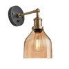 Industville Brooklyn Cone 6 Inch Wall Light - Amber & Brass