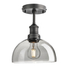 Industville Brooklyn Dome 8 Inch Semi-Flush Ceiling Light - Smoke Grey & Pewter