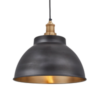 Industville Brooklyn Dome Medium Ceiling Pendant Light - Pewter & Brass