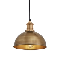 Industville Brooklyn Dome Small Ceiling Pendant Light - Brass