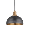 Industville Brooklyn Dome Small Ceiling Pendant Light - Pewter & Brass
