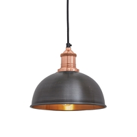 Industville Brooklyn Dome Small Ceiling Pendant Light - Pewter & Copper