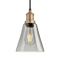 Industville Brooklyn Flask 6 Inch Ceiling Pendant Light - Smoke Grey & Brass