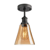 Industville Brooklyn Flask 6 Inch Semi-Flush Ceiling Light - Amber & Pewter