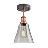 Industville Brooklyn Flask 6 Inch Semi-Flush Ceiling Light - Smoke Grey & Copper