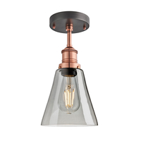 Industville Brooklyn Flask 6 Inch Semi-Flush Ceiling Light - Smoke Grey & Copper