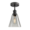 Industville Brooklyn Flask 6 Inch Semi-Flush Ceiling Light - Smoke Grey & Pewter