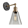 Industville Brooklyn Flask 6 Inch Wall Light - Smoke Grey & Brass