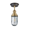 Industville Brooklyn Glass Outdoor Semi-Flush Ceiling Light - Brass