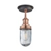 Industville Brooklyn Glass Outdoor Semi-Flush Ceiling Light - Copper