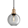 Industville Brooklyn Globe 7 Inch Ceiling Pendant Light Light - Smoke Grey & Brass