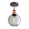 Industville Brooklyn Globe 7 Inch Semi-Flush Ceiling Light - Smoke Grey & Copper
