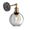 Industville Brooklyn Globe 7 Inch Wall Light - Smoke Grey & Brass