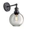 Industville Brooklyn Globe 7 Inch Wall Light - Smoke Grey & Pewter
