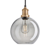 Industville Brooklyn Globe 9 Inch Ceiling Pendant Light - Smoke Grey & Brass