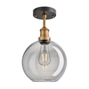 Industville Brooklyn Globe 9 Inch Semi-Flush Ceiling Light - Smoke Grey & Brass