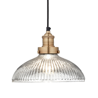 Industville Brooklyn Large Glass Dome Ceiling Pendant Light - Brass