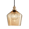 Industville Brooklyn Schoolhouse 10 Inch Ceiling Pendant Light - Amber & Brass