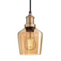 Industville Brooklyn Schoolhouse 5.5 Inch Ceiling Pendant Light - Amber & Brass