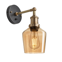 Industville Brooklyn Schoolhouse 5.5 Inch Wall Light - Amber & Brass