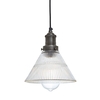 Industville Brooklyn Small Glass Ceiling Pendant Light - Pewter