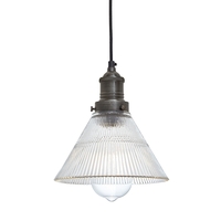 Industville Brooklyn Small Glass Ceiling Pendant Light - Pewter