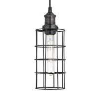 Industville Brooklyn Wire Cage Cylinder Ceiling Pendant Light - Pewter
