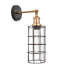 Industville Brooklyn Wire Cage Cylinder Wall Light - Pewter & Brass