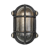 Industville Bulkhead Outdoor Oval Flush Wall Light - Black