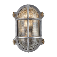 Industville Bulkhead Outdoor Oval Flush Wall Light - Gunmetal