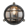 Industville Bulkhead Outdoor Round Flush Wall Light - Black