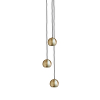 Industville Globe 3 Light Cluster Ceiling Pendant - Brass
