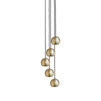 Industville Globe 5 Light Cluster Ceiling Pendant - Brass