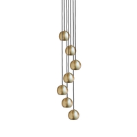 Industville Globe 7 Light Cluster Ceiling Pendant - Brass