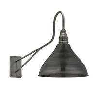 Industville Long Arm 12 Inch Cone Wall Light - Pewter
