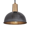Industville Sleek 8 Inch Dome Ceiling Pendant Light - Pewter & Brass