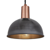 Industville Sleek 8 Inch Dome Ceiling Pendant Light - Pewter & Copper